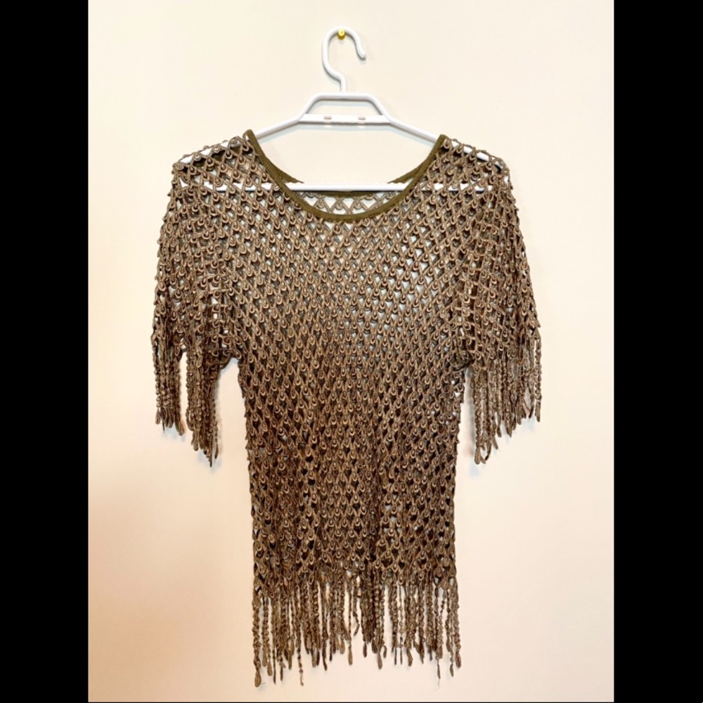 Handmade short sleeve over shirt, size Medium, colour Beige/Tan